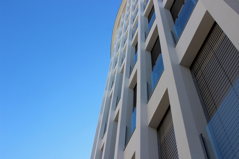 wooden, day, modern, office building, building, nature, white, window shade, copy space, curtain, low angle view, france, office, daytime, stairs, skyscraper