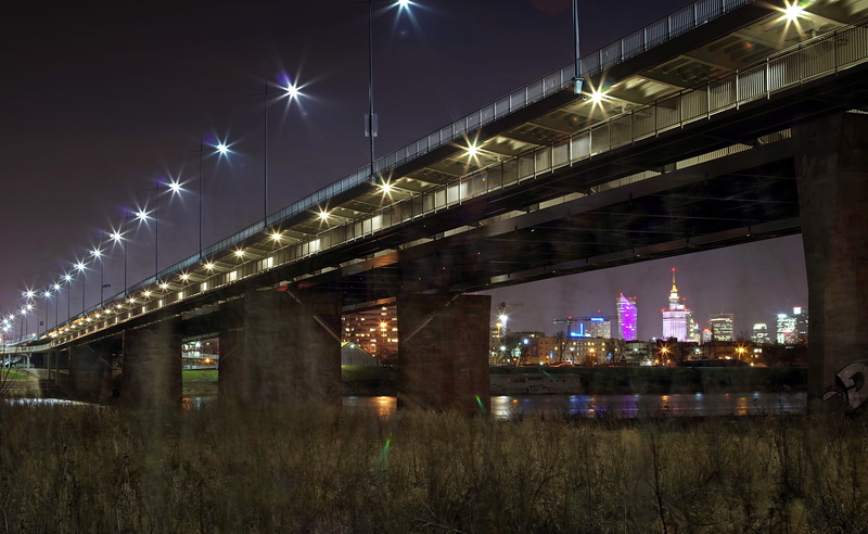 architecture, the prospect of, transportation, street light, evening, warsaw, connection, lighting equipment, water, no people, bridge - man made structure