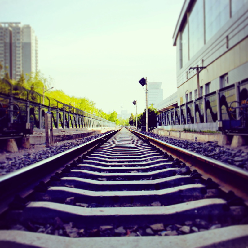 no people, future, city, railroad track, diminishing perspective, building, path, near, brown, rail transportation, day, long, china, building exterior