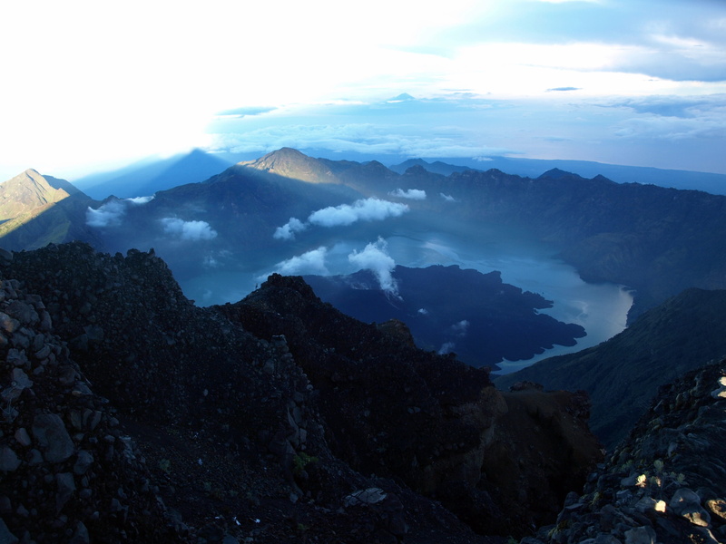 volcanic crater, rock, indonesia, outdoors, day, rinjani, no people, View, physical geography, formation, Evening, mountain, Landscape, cloud - sky, sky