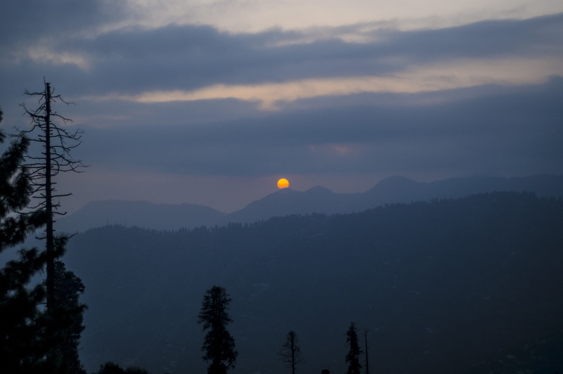mountains, tranquility, dawn, nature, murree, tranquil scene, cloud - sky, scenery, orange color, mountain range, pakistan, hills, nathiagali, sunset, sun