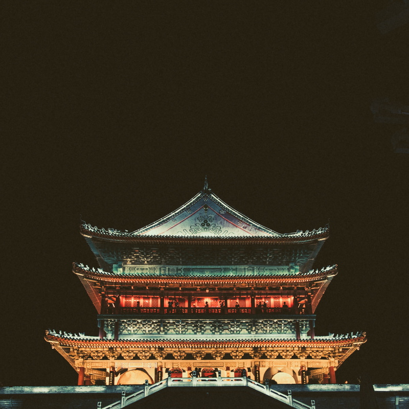 grey, 2K, building, roof, ornate, building exterior, china, nature, architecture, travel destinations, sky, famous Place, the past, place of worship, night