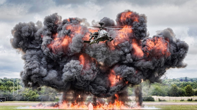 Helicopter, ah, Apache, 1080P, Explosion