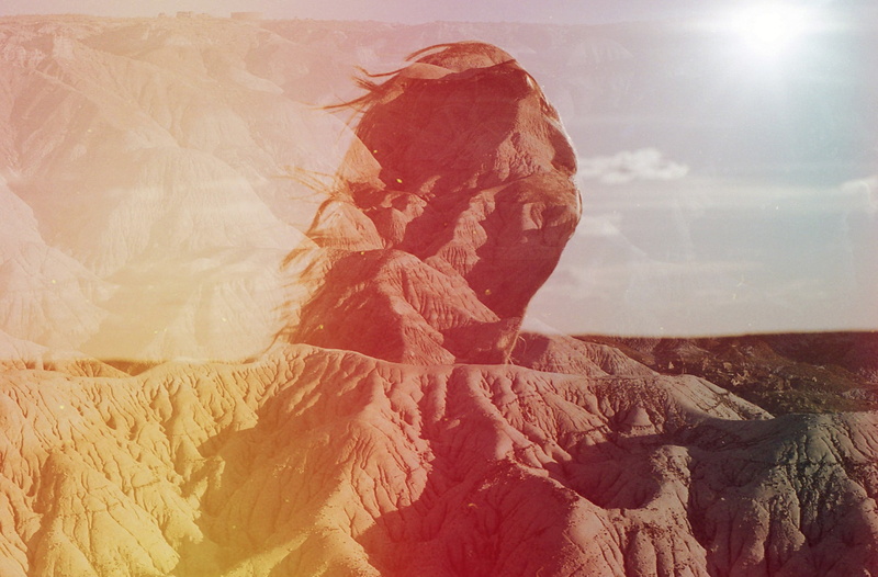 women, solid, rock - object, windy, cloud - sky, double exposure, environment, landscape, tranquility, mountain, day, outdoors, rocks, nature, beauty in nature
