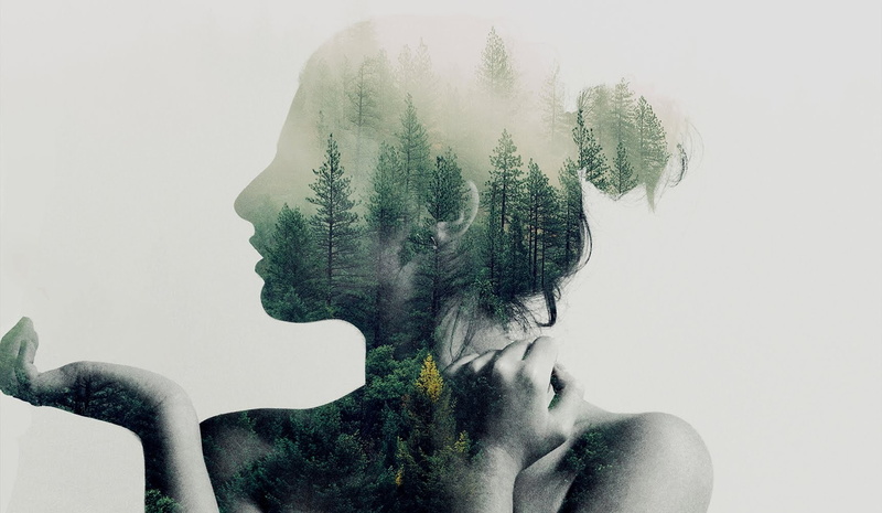 double exposure, trees, women, 720P