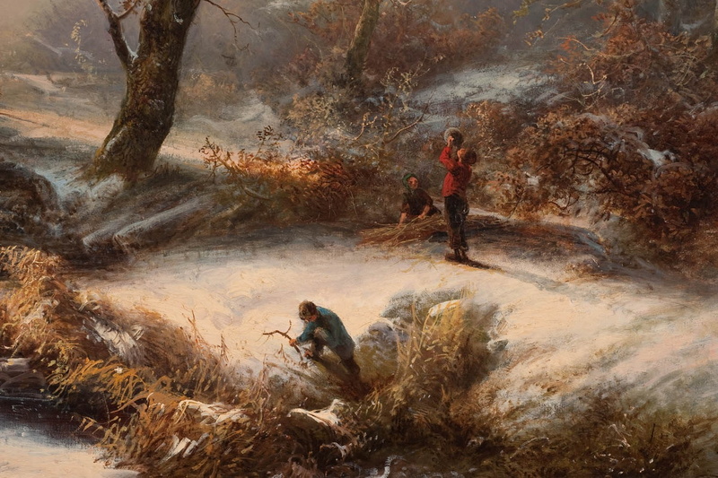 sunlight, forest clearing, painting, classic art, trees, 720P