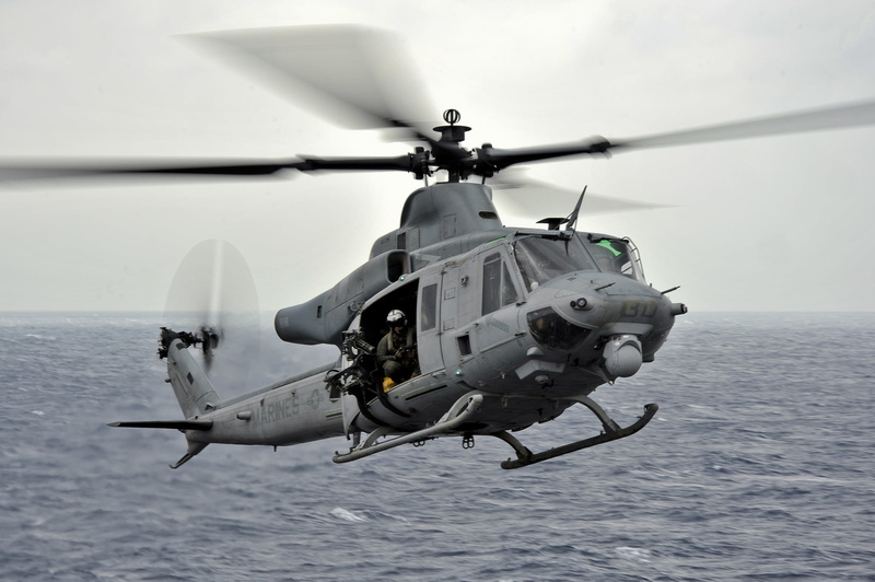 flying, nature, motion, sky, waterfront, helicopter, mode of transportation, military, day, 1080P, mid-air, air vehicle, transportation, propeller, Bell UH-1Y
