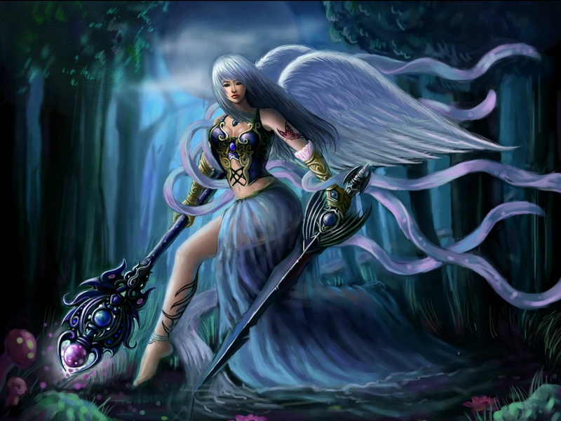 armor, mage, warrior, angel, 1080P, swords, sword, girls, staff, fantasy