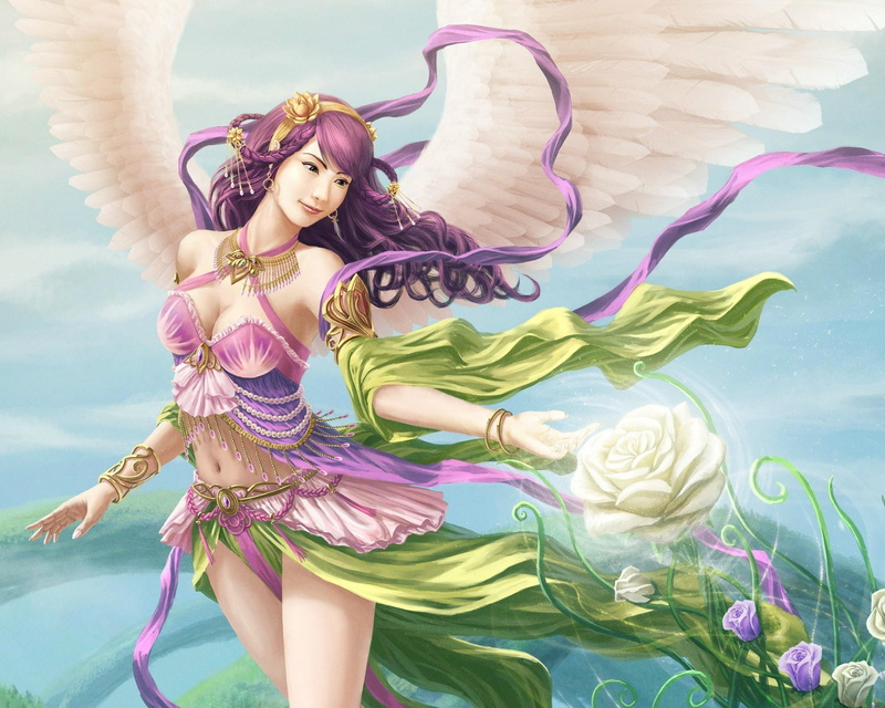 beaut, long hair, women, water, fashion, anime, elegance, le, fantasy, beauty, clothing, ciel, beautiful woman, lotus, wind, outdoors, beautiful people