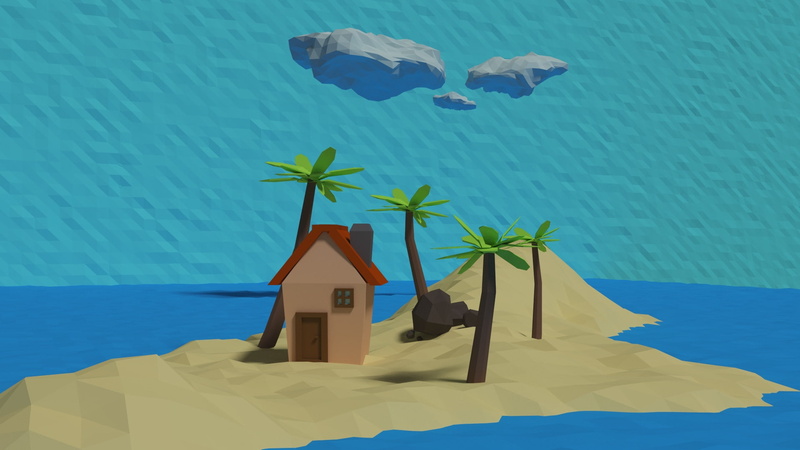 1080P, house, digital/artwork, island, art, hd, polygon