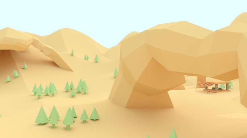 polygon, trees, art, digital/artwork, arch, 1080P, hd