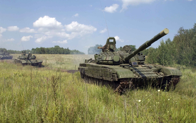 grass, Russia, sky, outdoors, cannon, tank, green, cloud - sky, T-72 B, army, land, weapon, nature, day, no people, field, fighting, plant, government