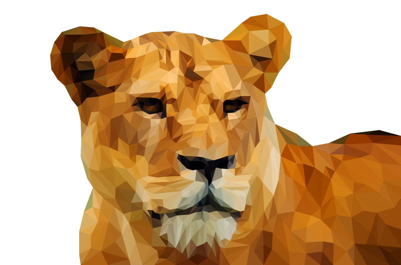 Digital Art, 1080P, Low Poly, Abstract, Polygon, Lion, Facets