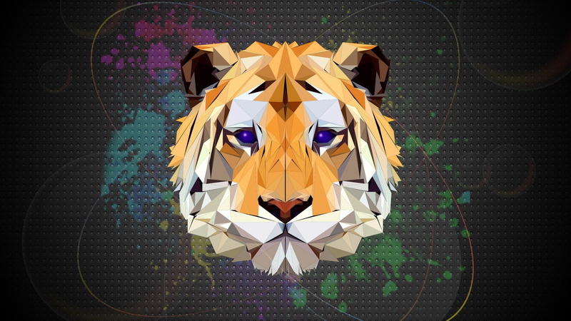 yellow, invertebrate, protection, low poly, tiger, head, pattern, outdoors, craft, flowering plant, polygon art, flower, close-up, art, 1080P, high angle view