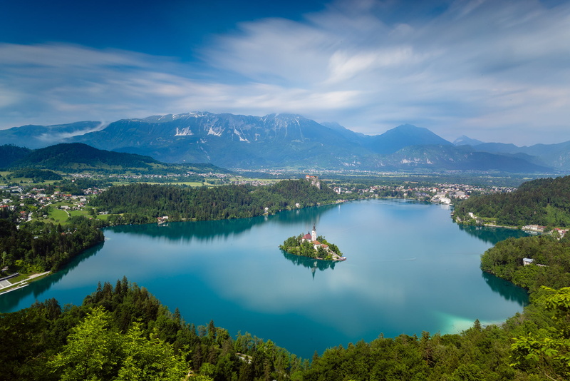 scenics - nature, Pokljuka, tranquil scene, green color, state, day, Lake Bled, reflection, island, water, lake, emerald, no people, non-urban scene, plant