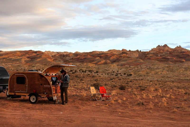 united states, environment, utah, teardrop trailer, trailer, arid climate, landscape, travel, lifestyles, san rafael swell, car, full length, motor vehicle
