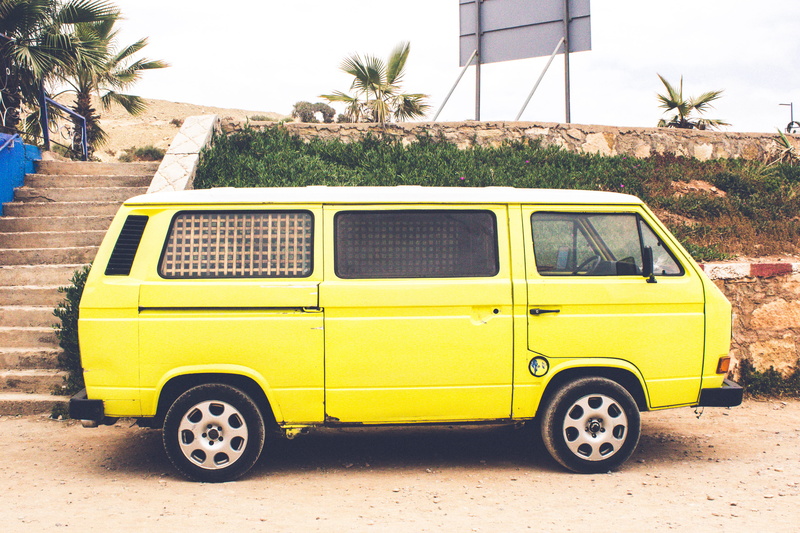 palm tree, mode of transportation, 4K, architecture, no people, vanlife, built structure, yellow, car, plant, van, building exterior, motor vehicle, morocco