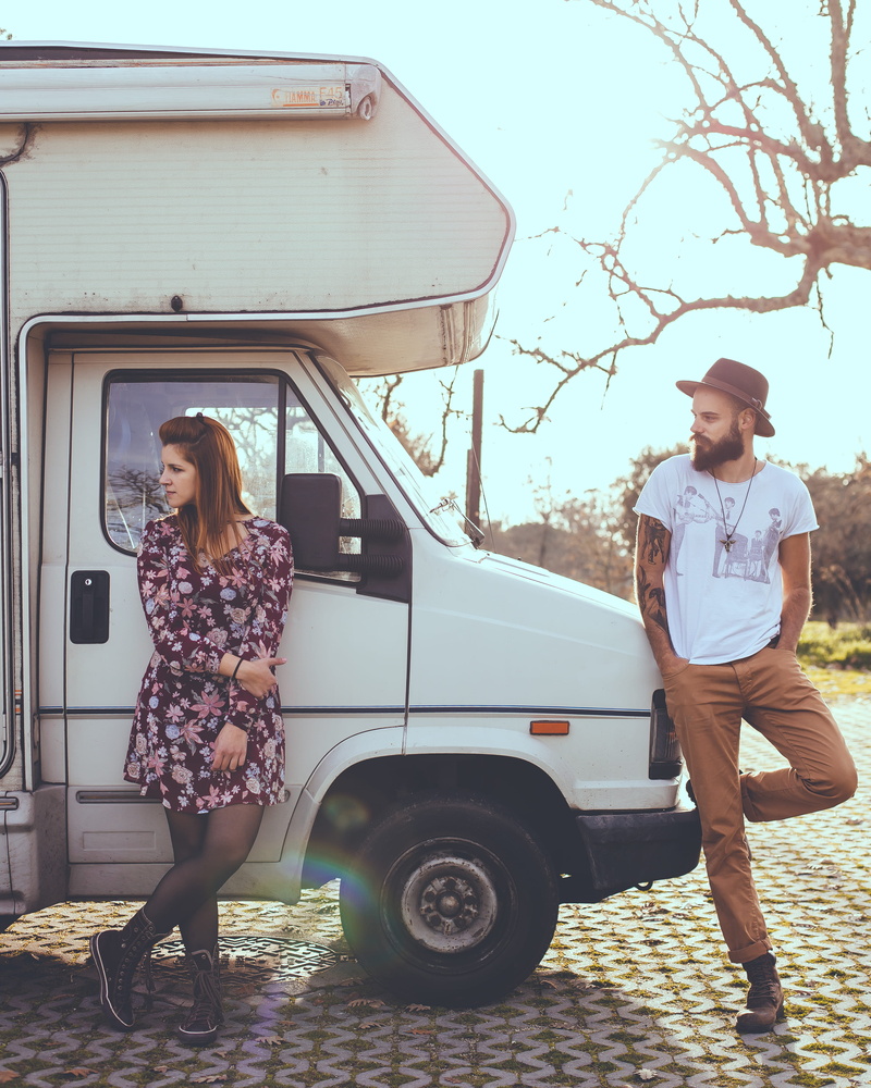 vanlife, fiat, women, adult, white, van, man, vintage, apparel, mode of transportation, rv, motor vehicle, tire, camper, car, leisure activity, casual clothing