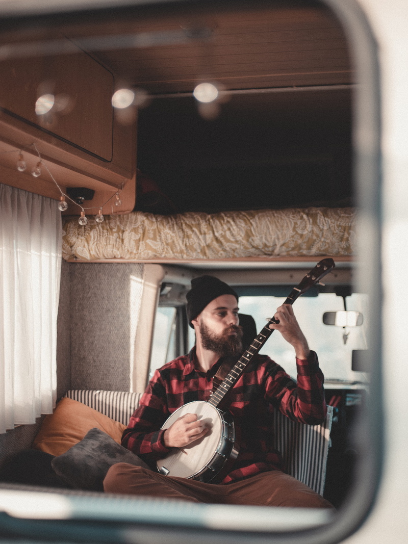 young men, floor, mandolin, banjo, adult, playing, musical instrument, man, plywood, casual clothing, travel, door, string instrument, young adult, accordion