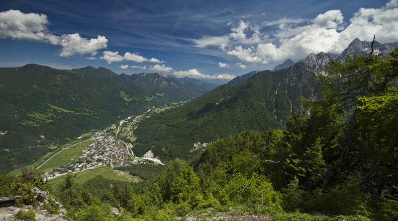 Slovenia, valley, 1080P, mountains, panorama, town, Kranjska Gora
