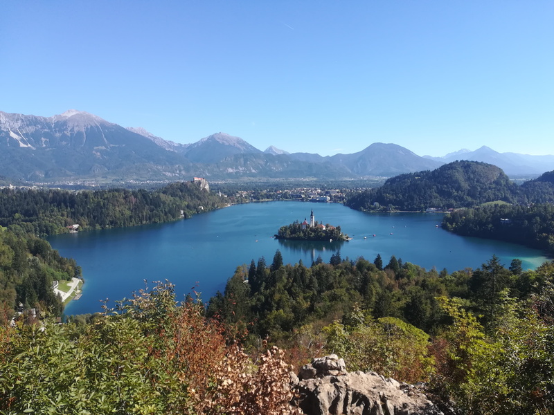fir, day, photo, bled, promontory, clear sky, blue, trees, non-urban scene, outdoors, beauty in nature, abies, sea, tranquility, 4K, plant, islets, vehicle