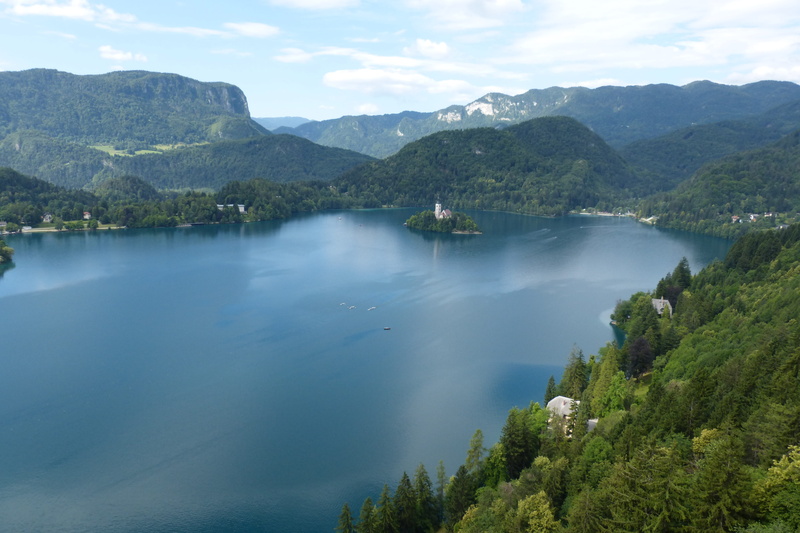 bled, day, green, beauty in nature, mountain, travel, 4K, blue, summer, no people, cloud - sky, tree, church, tranquil scene, history, idyllic, slovenia