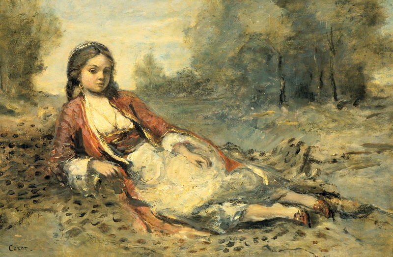 Jean Baptiste Camille Corot, landscape, picture, 1080P, Algerian Girl