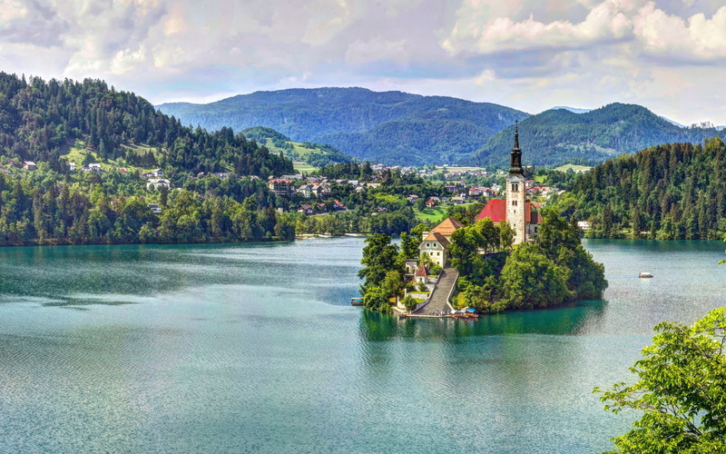 mariinsky, church, lake, 2K, slovenia, bled