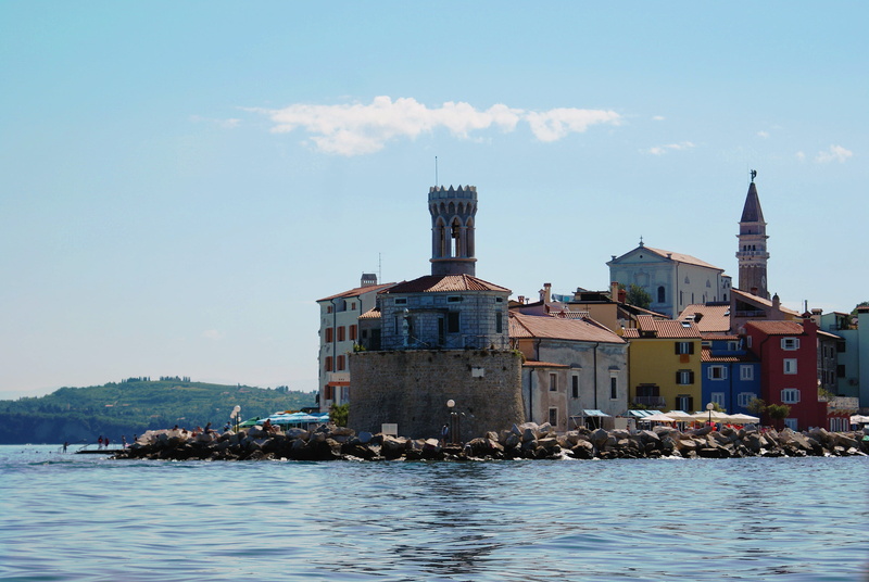cloud - sky, scenics - nature, nature, built structure, concrete, day, building, outdoors, Piran, sea, Slovenia, architecture, 2K, the city, brown, tower