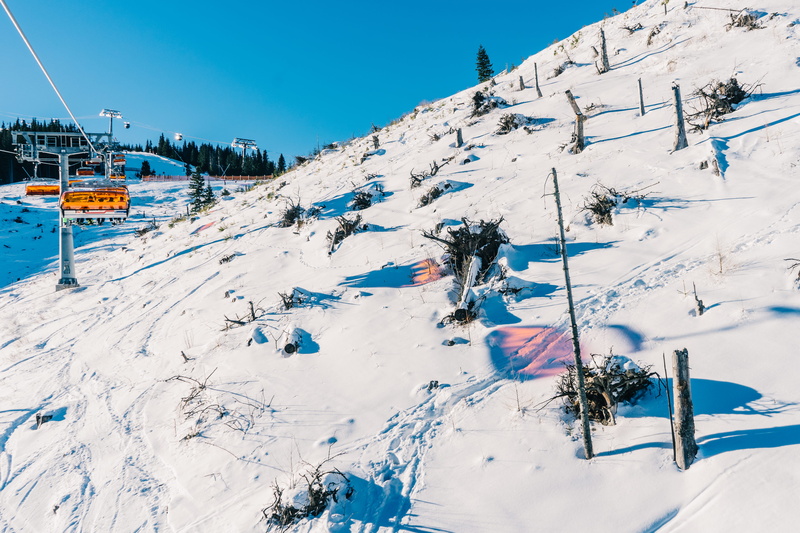 orange, vacations, day, sport, snow, scenics - nature, tranquil scene, nature, mountain, land, demänovská dolina, snowboarding, snowcapped mountain, beauty in nature