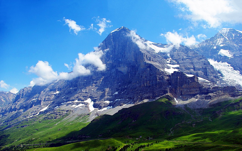 Alps, 1080P, The Eiger, the sky, clouds, Switzerland, Gora top