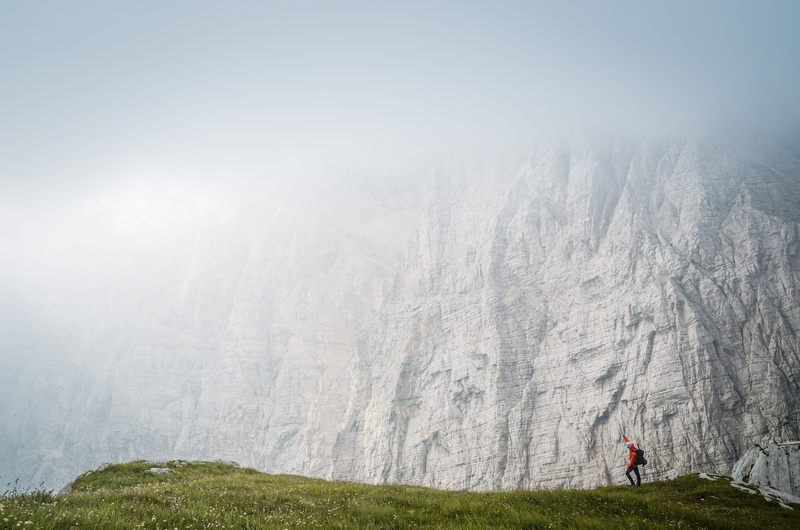 green, sun, mist, day, environment, beside, mountain wall, climb, white, cold temperature, north, high, hiking, scenics - nature, grass, shirt, 4K, standing