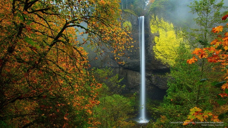 columbia, latourell, autumn, Fall, gorge, oregon, 2K, falls, river