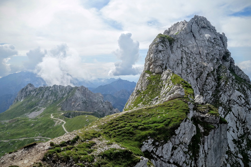 mangart, sky, no people, environment, dolomites, tranquility, non-urban scene, height, geology, solid, hiking, formation, scenics - nature, view, clouds
