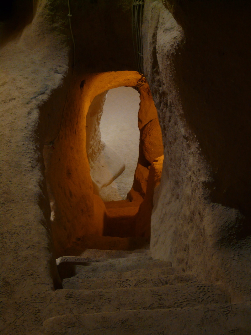 rock, gang, day, Turkey, architecture, escape route, hole, ancient, no people, hiding place, gloomy, cave, staircase finish, down, close-up, home, escape
