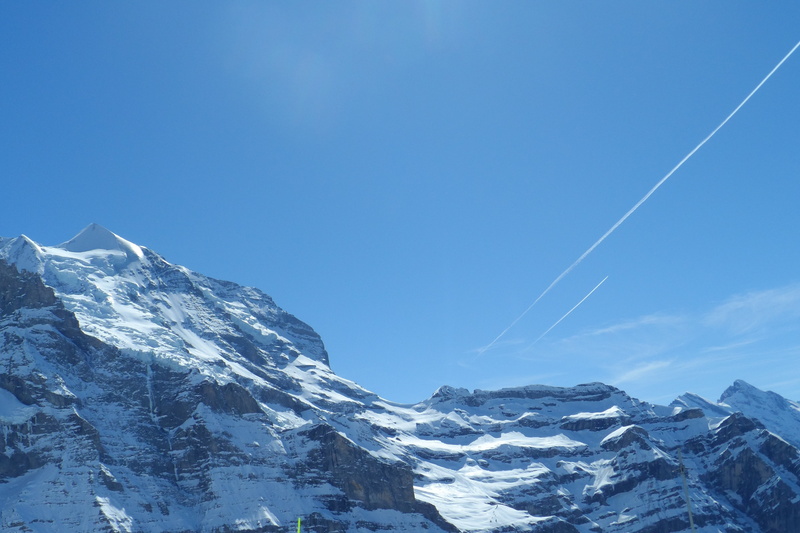 no people, beauty in nature, blue, tranquility, day, sky, copy space, tranquil scene, swiss, mountain, mountain peak, jungfraujoch, mountain range, outdoors
