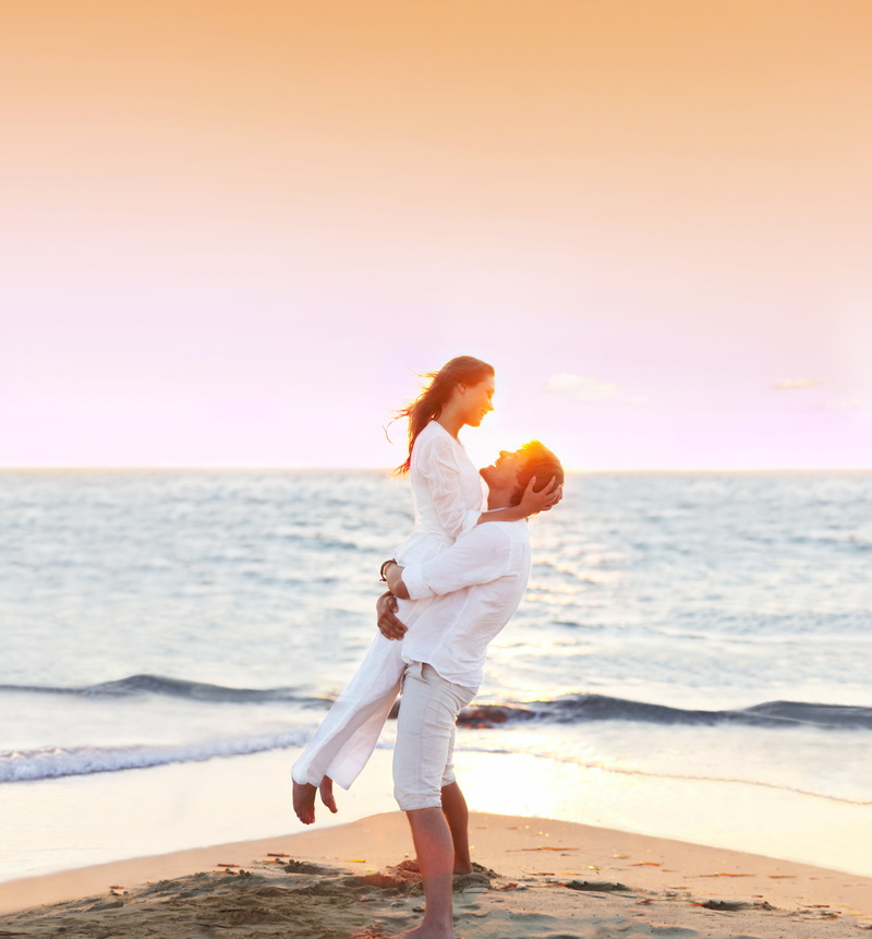 horizon over water, trip, widescreen, heterosexual Couple, adult, cheerful, sun, young Adult, joy, beach, s, sunset, coastline, sea, pants, two People