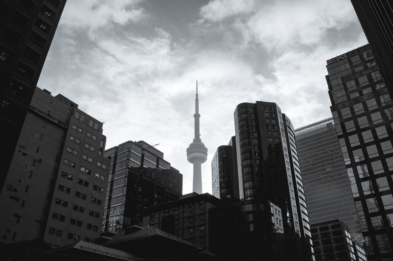 cntower, sphere, 4K, travel destinations, downtown, moody, low angle view, building, no people, global communications, tourism, cloud - sky, ontario, toronto