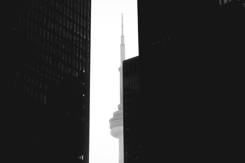 black, financial district, tower, neighborhood, cn, dark, spire, t2i, copy space, mood, building, sky, 550d, city, outdoors, skyscraper, place, street
