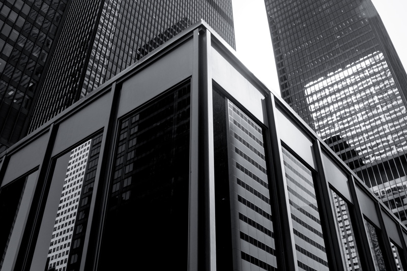 clear sky, modern, city, moody, architechture, built structure, outdoors, no people, sky, dark, office, bw, nature, window, tall - high, toronto, black and white