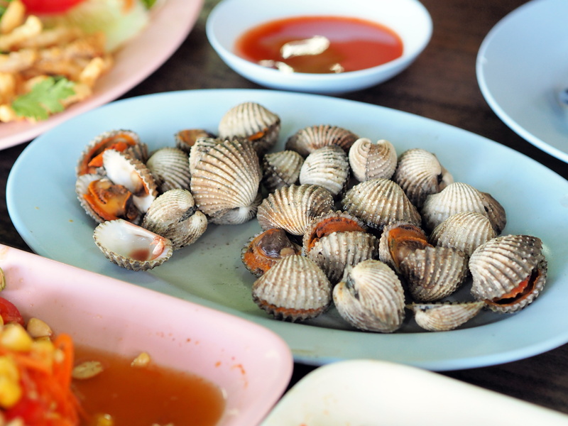 freshness, thailand food, ready-to-eat, table, japanese food, eat, high angle view, healthy eating, poached scallop, roughly, sea, isaan food, cockle, bowl