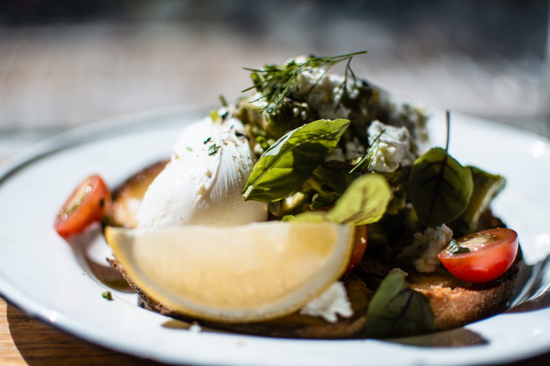 focus on foreground, still life, goat cheese, garnish, smashed avo, table, wellbeing, brekky, seafood, no people, crockery, spinach, delicious, food photography