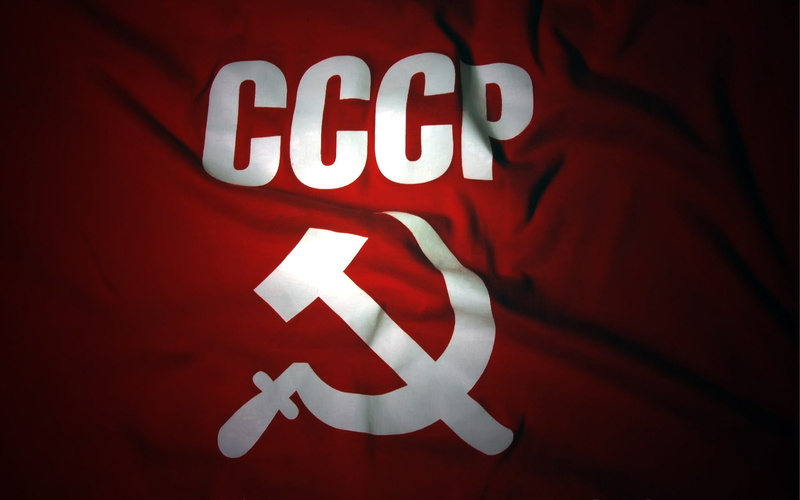the hammer and sickle, flag, background, USSR, 1080P