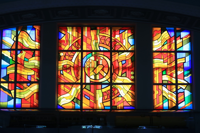 monument, glasses, spirituality, star, the ussr, low angle view, stained glass, place of worship, indoors, glass - material, history, Mosaic, glass, religion