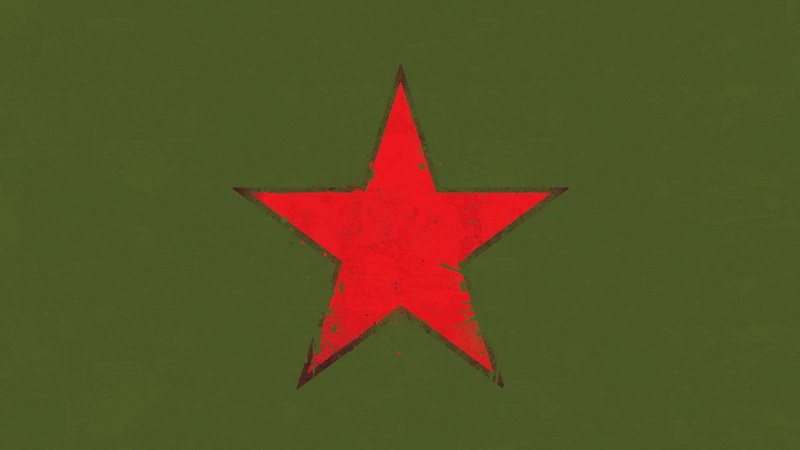USSR, splashes, military, CGI, red star, green background, minimalism, army, 2K, stars, digital art