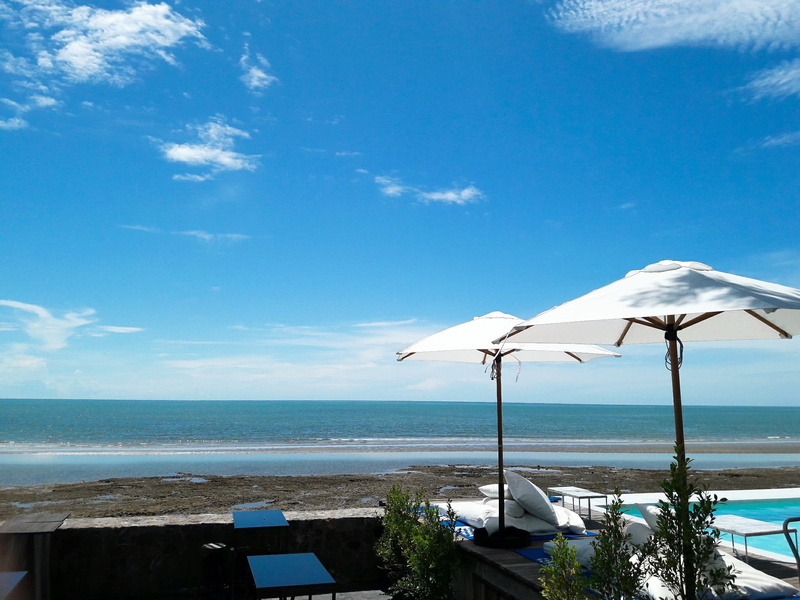 hua hin, sky, cloud - sky, beauty in nature, parasol, blue, tranquility, horizon, tranquil scene, sunny, land, outdoors, beach, umbrella, thailand, scenics - nature