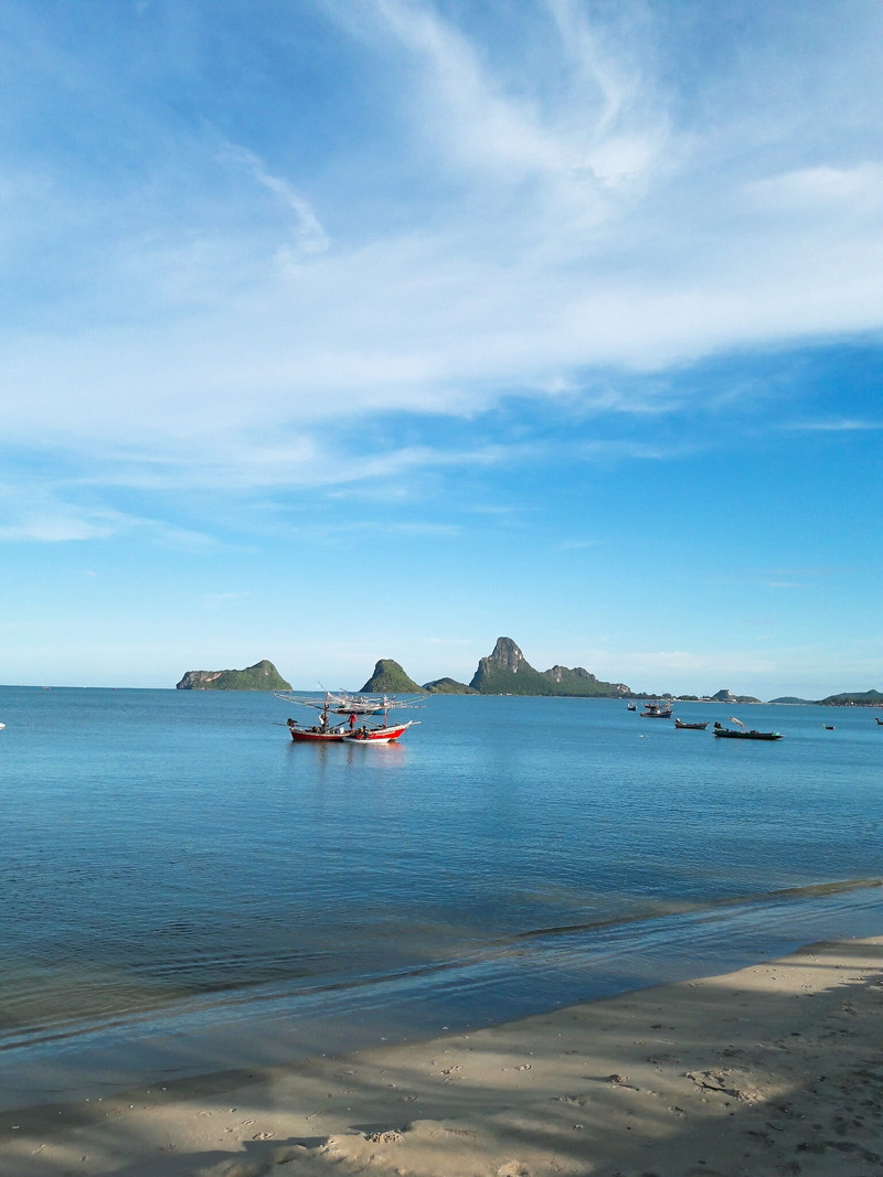 beach, nautical vessel, 1080P, mountain, transportation, waterfront, tranquil scene, tranquility, water, fishing boat, beauty in nature, no people, sky