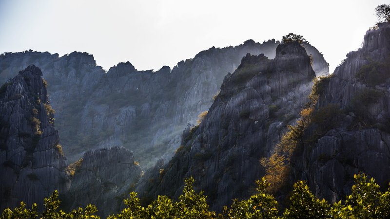 Prachuap Khiri Khan, Thailand, rocks, 1080P, mountains, the sun, greens, the suns rays