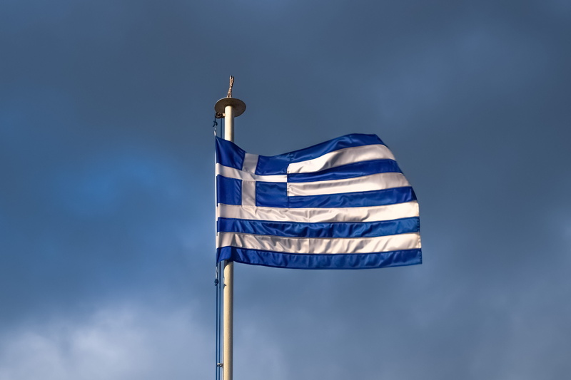 grexit, low angle view, greek crisis, Greece, national icon, nature, no people, pole, patriotism, sky, country, 4K, Nation, Crisis, freedom, symbol, striped