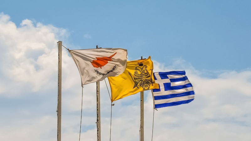 flag, outdoors, no people, arts culture and entertainment, blue, pole, symbol, nation, representation, patriotism, sky, greece, byzantium, day, environment